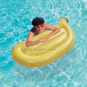 Colchão flutuante em forma de banana, tapete de água inflável em PVC, flutuador para piscina