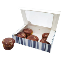 Boîtes à collation jetables recyclables avec fenêtre transparente, en carton alimentaire 350 g/m², pour muffins, donuts, gâteaux, sushis, à emporter, tailles personnalisées