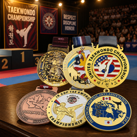 Medalla de Taekwondo Personalizada OEM, Medalla de Premio para Campeonato de Artes Marciales y Karate, Medalla Deportiva de Aleación de Zinc con Relieve 3D y Esmalte, con Cinta