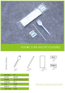 Kit personalizzato usa e getta posate in plastica <span class=keywords><strong>tovagliolo</strong></span> di <span class=keywords><strong>carta</strong></span> forchetta di paglia con sale di pepe - Product Image 3
