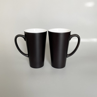 Tasses à café en céramique extra larges Tasses à thé en porcelaine de grande taille avec Halder Tasses en céramique noir mat en vrac