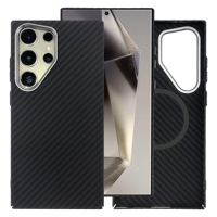 Étui de téléphone magnétique en fibre de carbone authentique OEM en gros pour Samsung Galaxy S25 Ultra S24 Ultra, coque de protection antichoc