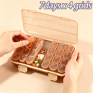 WEISHENG Boîte à pilules de voyage hebdomadaire à 21 compartiments, couleurs et logo personnalisés, boîtes à médicaments multifonctions, organisateur de pilules <span class=keywords><strong>portable</strong></span> pour 7 jours - Product Image 4