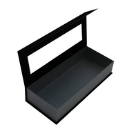 Boîte de rangement en papier recyclé de luxe, magnétique, dorée et noire, rectangulaire, avec fenêtre transparente en PVC, pour emballage cadeau