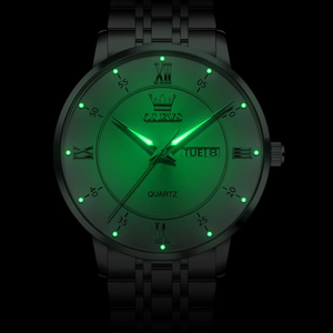 Jam Tangan Quartz Pria OLEVS 3680 Bisnis Diameter 40MM Tali Baja Tahan Karat Solid Tahan Air 30M Analog - Product Image 5