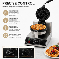 Pembuat Waffle Bentuk Tetesan Air Komersial Anti Lengket 220V Stainless Steel dengan Baki Tetesan yang Dapat Dilepas, Pemanas Dua Sisi, Pengatur Suhu