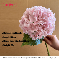 Bunga Hydrangea Sutra Buatan Warna Pink Lembut Tangkai Tunggal Kepala Besar untuk Dekorasi Pernikahan & Rumah