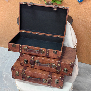 Maleta <span class=keywords><strong>Retro</strong></span> de Cuero Europeo, Mueble de Almacenamiento para Dormitorio, Caja de Madera, Accesorios de Fotografía, Caja de Exhibición para Ventana, Se Puede Personalizar con Logotipo - Product Image 1