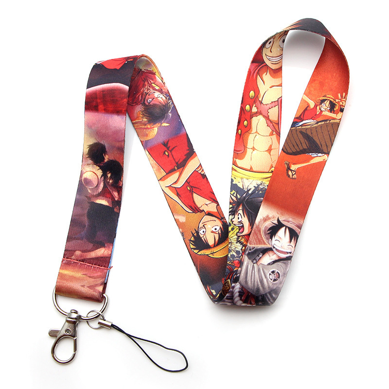Anti-Lost Lanyards Mobile Phone ID Card Accessories Cool Cartoon Piece Luffy Lanyards Wholesale Custom Satin Anime Lanyard Image 4