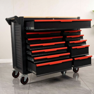 Armoire à outils mobile professionnelle JimBon en acier inoxydable robuste, 9 tiroirs, portable, avec serrure - Product Image 4