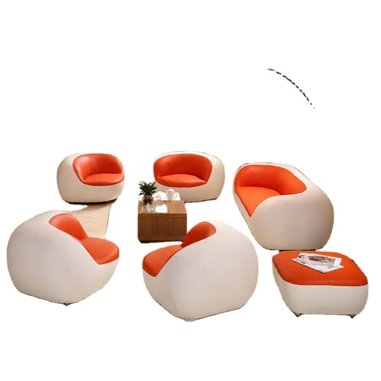 Hochwertige bunte runde Ecke Luxus-Sofa Echtes Leder 7-Sitzer New Fashion Sofa-Sets