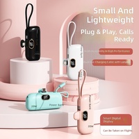 Power Bank Mini Kapsul Plastik 5000mAh Tipe-C Kabel Terintegrasi Ringkas Portabel Grosir Ponsel