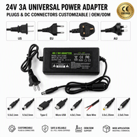 Adaptor Daya 24V 3A 72W untuk Pompa Air Akuarium Printer 3D Mesin CNC Lampu Strip LED Kamera CCTV