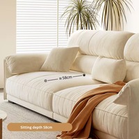 Canapé carré en tissu velours givré de luxe léger avec rembourrage en éponge, design moderne et minimaliste pour petit appartement ou salon