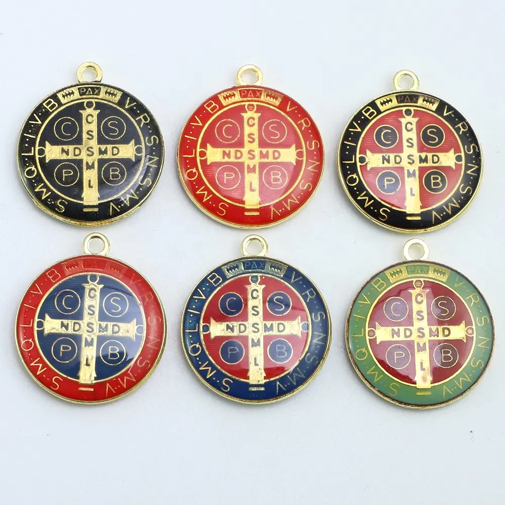 Epoxy 1 inch Round Medal of St. Benedict Saint Benedict Medal Pendant