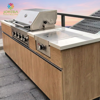 Évier de cuisine extérieur personnalisé JOYEDA avec réfrigérateur et four, équipement modulaire en acier inoxydable pour les fêtes de jardin