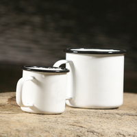 En gros Blanc Sublimation Tasses Café Campeur Extérieur Personnalisé Tasse En Émail Avec Logo