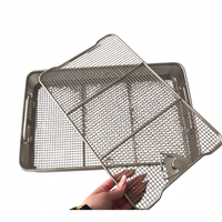 Cesta de Esterilización de Acero Inoxidable con Tapa, Malla Fina, Duradera, Gran Capacidad de Almacenamiento con Borde