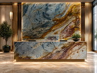 Dalle de quartzite Blue Louise polie veinée pour panneau mural TV, plateau de meuble flottant, comptoir de bar, plateau de table basse en pierre