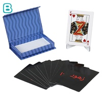 Cartes à jouer arabes écologiques et recyclables personnalisées avec logo sur mesure, boîte cadeau en papier bleu et présentoir, taille personnalisée