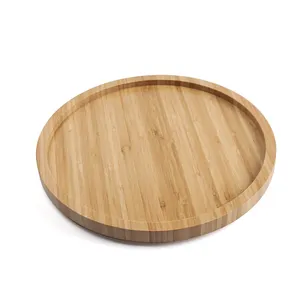 12 Inches Diameter Bamboo Lazy Susan Turntable Spin Round Wood Tray Rotating Spice Rack Kitchen Turntable