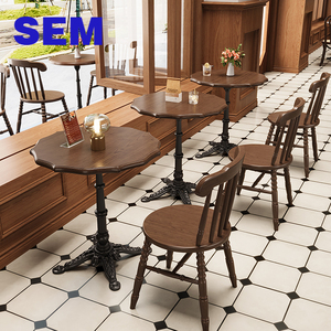 Set di Tavolo <span class=keywords><strong>e</strong></span> Sedie Rotondo in <span class=keywords><strong>Legno</strong></span> Massello per Ristoranti SEM, Arredamento Moderno per Bar <span class=keywords><strong>e</strong></span> Caffetterie - Product Image 1