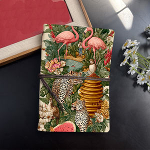 Carnet rétro A6 avec pendentif feuille Cadeau du vendredi noir pour les clients afin de stimuler les liens d'affaires avec Flamingo Leopard Owl Bee Hive - Product Image 2