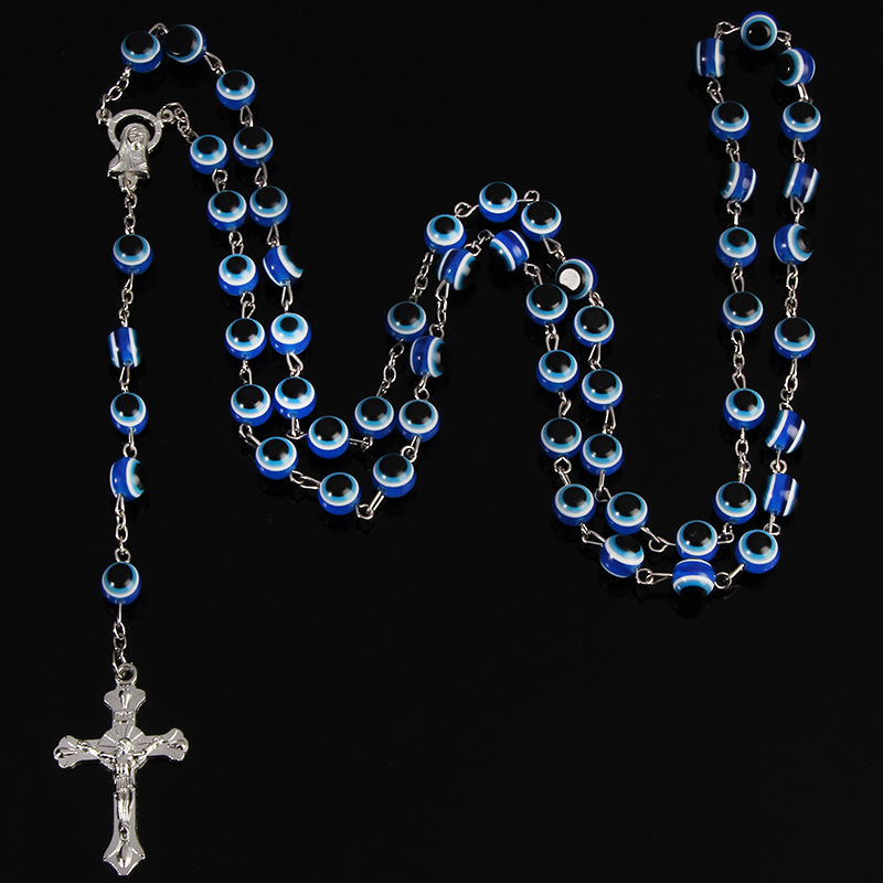 Diepzeeblauw boze oog hanger ketting Turks blauw oog choker glazen oog lederen touw ketting sieraden cadeau-c zilver Diepzeeblauw boze oog hanger ketting Turks blauw oog choker glazen oog lederen touw ketting sieraden cadeau-c zilver