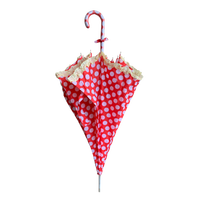 YS-1120 Parapluie Droit de Luxe Automatique pour Femme, Haute Qualité, 8 Baleines, Tissu Imprimé Pois, Semi-Automatique, 105cm