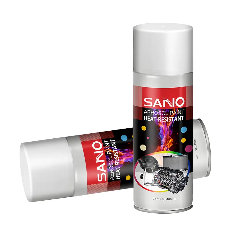 SANVO 고온 블랙 실버 컬러 에어로졸 스프레이 페인트 높은 내열성 아크릴 스프레이 페인트