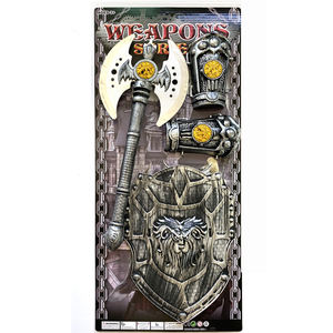 Juego de accesorios de arma antigua para niños, Escudo de hacha de bronce, muñequeras dobles, tarjeta de corbata de plástico, espadas de juguete educativo para regalo - Product Image 5