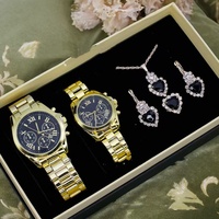 Ensemble de montres-bracelets modernes en acier inoxydable pour couple, hommes et femmes, mouvement à quartz, cadran analogique de 40 mm, verre en cristal, chiffres romains