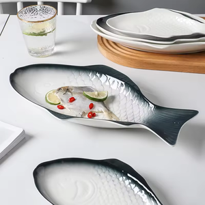 Креативный дизайн, рыбная керамическая тарелка, домашняя и коммерческая ресторанная чистая красная Рыбная тарелка, экологически чистая - Product Image 5
