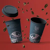 Tasse à café double mur en papier, gobelet jetable en relief, imprimé personnalisé avec couvercle, 2022