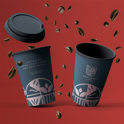 Custom Printed Disposable Coffee Cups - Double Wall Ripple