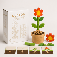 Puzzle de croissance des fleurs en bois personnalisé, jouets Montessori en bois pour tout-petits, jeu à domicile, éducation précoce, apprentissage de la cognition des plantes
