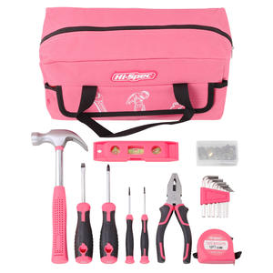 Kit d'outils ménagers rose de 18 pièces Hi-Spec avec marteau, tournevis, pinces, ruban à mesurer pour les réparations à domicile - Product Image 3