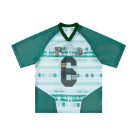 T-shirt de football à manches courtes imprimé numériquement, col en V, avec empiècements de couleurs contrastées, nouvelle collection été 2026, style urbain tendance