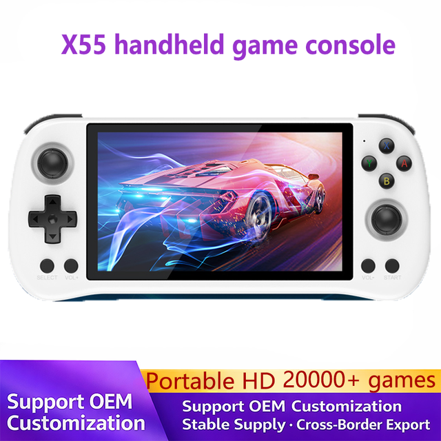 Powkiddy X55 Handheld Game Console 5.5 Inch 1280x720 IPS Screen RK3566 Open Source Retro Gaming WiFi 4000mAh Battery 10000 Games