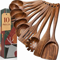 TERSEDIA SET Peralatan Dapur Kayu Jati FSC Food Grade, Garpu Pasta Kayu, Sendok Berlubang, Spatula untuk Alat Memasak