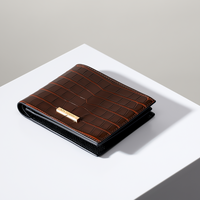Dompet Kulit Asli Pria Mewah Klasik OEM Kustom Produsen, Anti RFID, Motif Kulit Buaya, Tempat Kartu untuk Pria