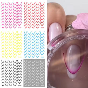 Pegatinas 3D para Uñas con Degradado de Líneas Francesas, Rayas Rojas y Negras, Accesorios para <span class=keywords><strong>Manicura</strong></span> - Product Image 3