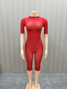 FF1499 <span class=keywords><strong>Combinaison</strong></span> moulante sexy ultra-extensible en polyester brillant pour femme, tenue <span class=keywords><strong>de</strong></span> soirée transparente, <span class=keywords><strong>combinaison</strong></span> une pièce, vêtement <span class=keywords><strong>de</strong></span> rue - Product Image 5