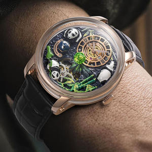 Montre de Luxe pour Homme Boîtier en Cristal Saphir Style Unique Mouvement Seiko Design Mécanique Squelette Bracelet en Cuir 22 mm Verre Panda - Product Image 4