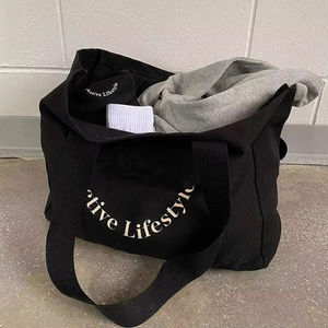 Özel Logo boyutu boy büyük pamuk tuval plaj hediye sepet alışveriş çantası - Product Image 5