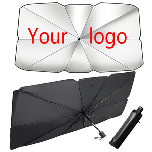 Biểu tượng tùy chỉnh UV bảo vệ gấp phía trước kính chắn gió Shades PVC + titan bạc Vinyl phổ phù hợp với cửa sổ xe dù để che nắng - Product Image 1