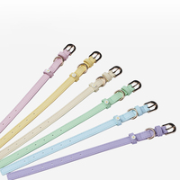 Collier pour chien en cuir microfibre avec décor de marguerites, réglable, couleur pastel douce, avec boucle en métal pour chiens et chats de petite taille