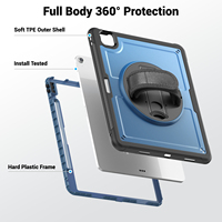 Étui pour tablette avec sangle de maintien pour iPad Air 13 2024 2025 3ème 4ème génération, support pour stylet intégré, rotation à 360°, étui antichoc