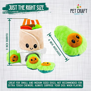 Paquete de Juguetes para Perros Burrito Avocado: Juguete de Peluche Sostenible Interactivo con Forma de Cueva, Rompecabezas de Actividades, para Masticar y Jugar a Esconder y Buscar - Product Image 2