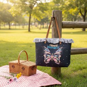 Sac fourre-tout en toile papillon grande capacité, écologique, pour femme - Meilleures ventes - Product Image 4
